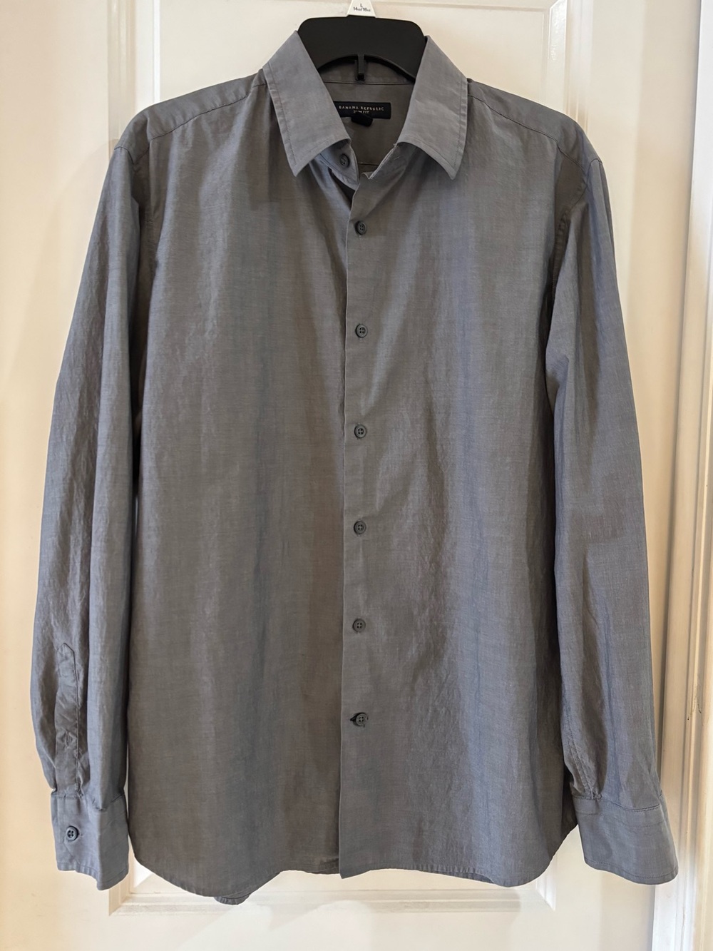 Banana Republic Light Gray Men's Long-Sleeve Dress Shirt L